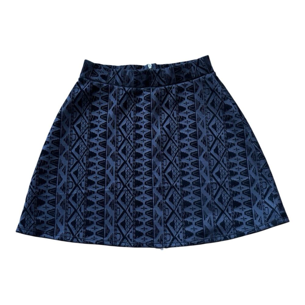 B Jewel Black Burnout Velvet Geometric Tribal Skater Mini Skirt Edgy Goth